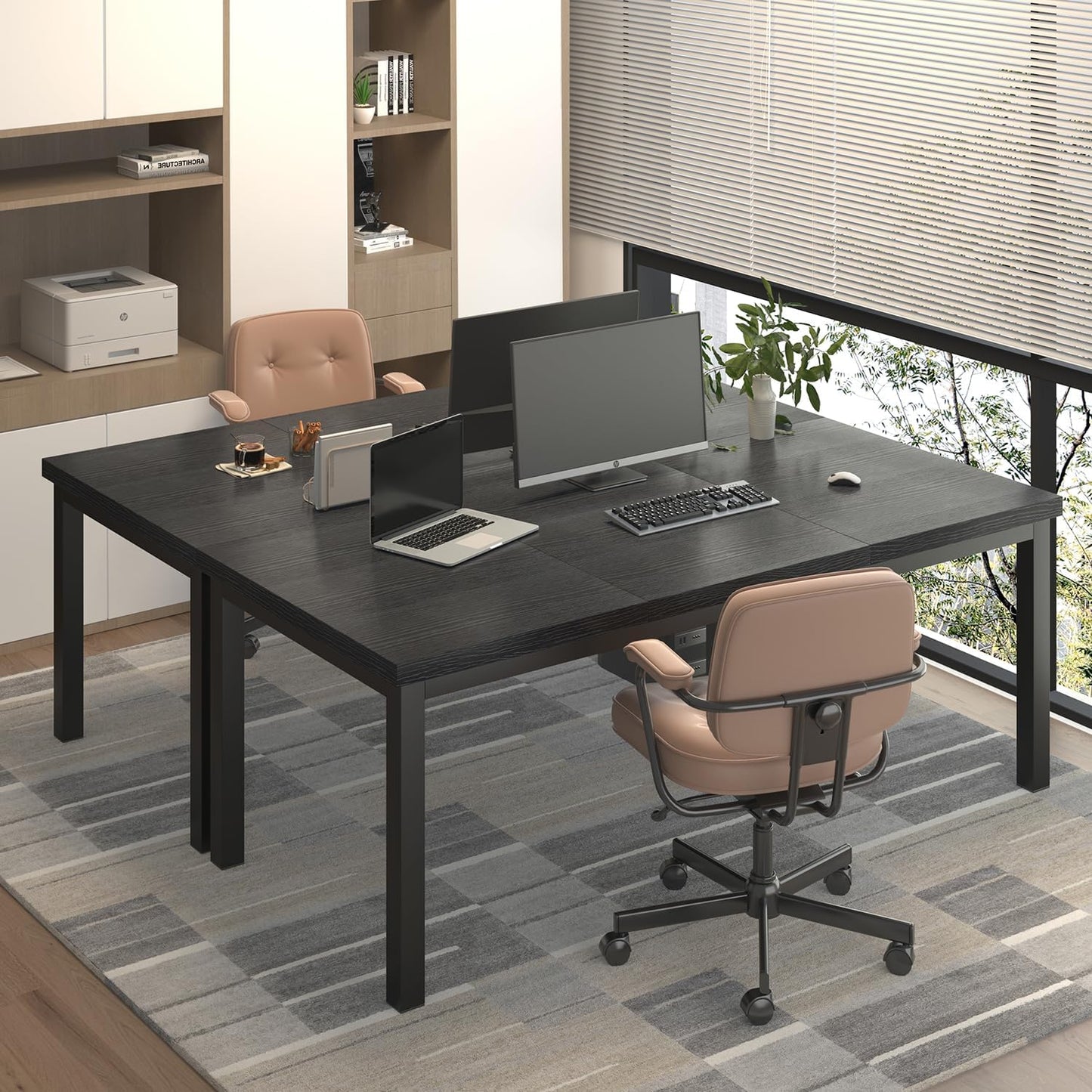 63 Inch Large Computer Desk, Gaming Long Desk with A Modern Design Wide Desk at Home, Perfect for Office Work, Studying, and Writing, Etc., Black.