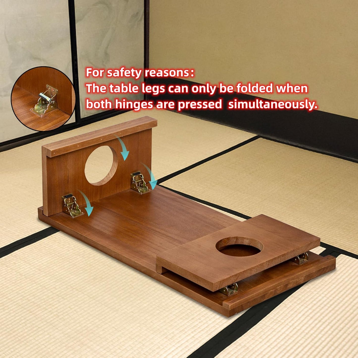 Foldable Japanese Coffee Table，Folding Japanese Floor Table，Natural Brown Coffee Table, Minimalist Tatami Table, Suitable for Living Room,Dining Room, Etc. (Natural Brown, 39.4″x19.7″x11.8″)