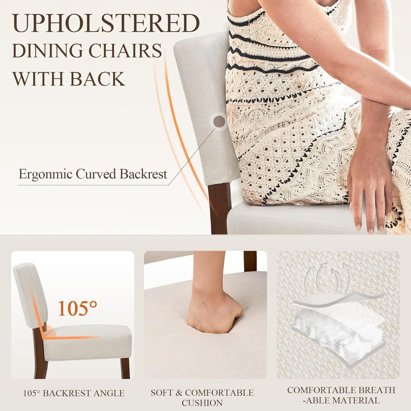 COLAMY 60 Inch Rectangular Kitchen Dining Table for 4, Modern Farmhouse Dining Table Set for 4, Wood Dining Table and Kitchen Dining Chairs for Dining Room, Restaurant, Brown/Beige