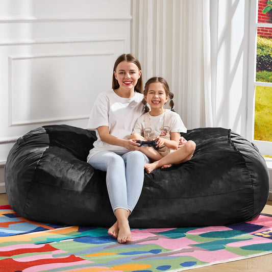 Hobestluk 4FT Bean Bag Chair Large Beanbag with Removable Cover Adult Bean Bag Chair with Portable Handle Desgin for Living Room Bedroom (Black, 4FT)