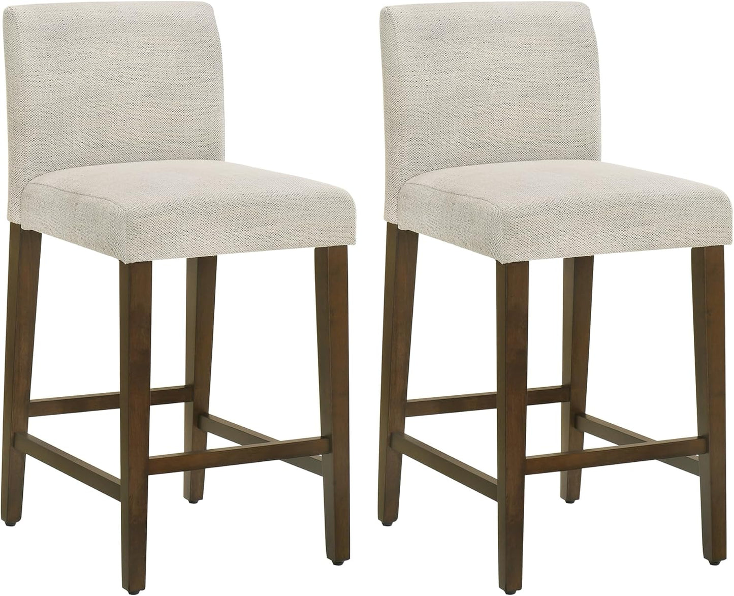 CHITA Counter Height Bar Stools Set of 2, 27" H Seat Height Upholstered Barstools, Fabric in Ivory