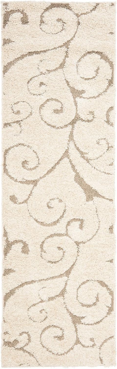 SAFAVIEH Florida Shag Collection Accent Rug - 3'3" x 5'3", Grey, Scroll Design, Non-Shedding & Easy Care, 1.2-inch Thick Ideal for High Traffic Areas in Entryway, Living Room, Bedroom (SG455-8013)