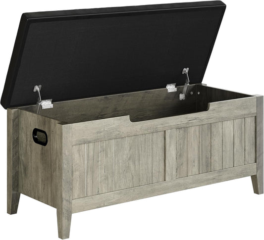 GAOMON Storage Bench with Padded Seat, 39.4” Wooden Chest Storage Box with 2 Safety Hinges, Entryway Benches with Flip-Top, Large Trunk for Living Room, Bedroom, Easy Assembly