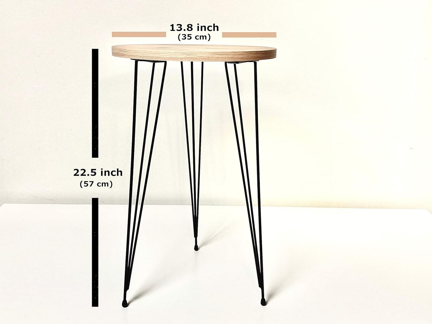 PAK HOME Set of 2 High Gloss Gold End Tables Round Wood Sofa Side Coffee Tables for Small Spaces, Nightstand Bedside Table with Metal Legs for Bedroom, Living Room, Office, Balcony