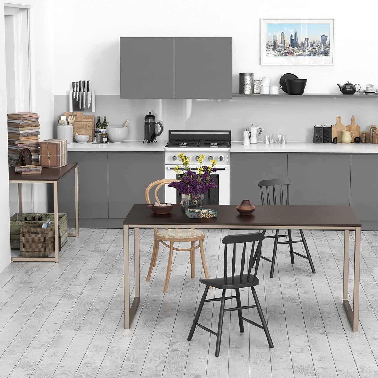 SHW Mission 55-Inch Home Office Computer Desk, Espresso