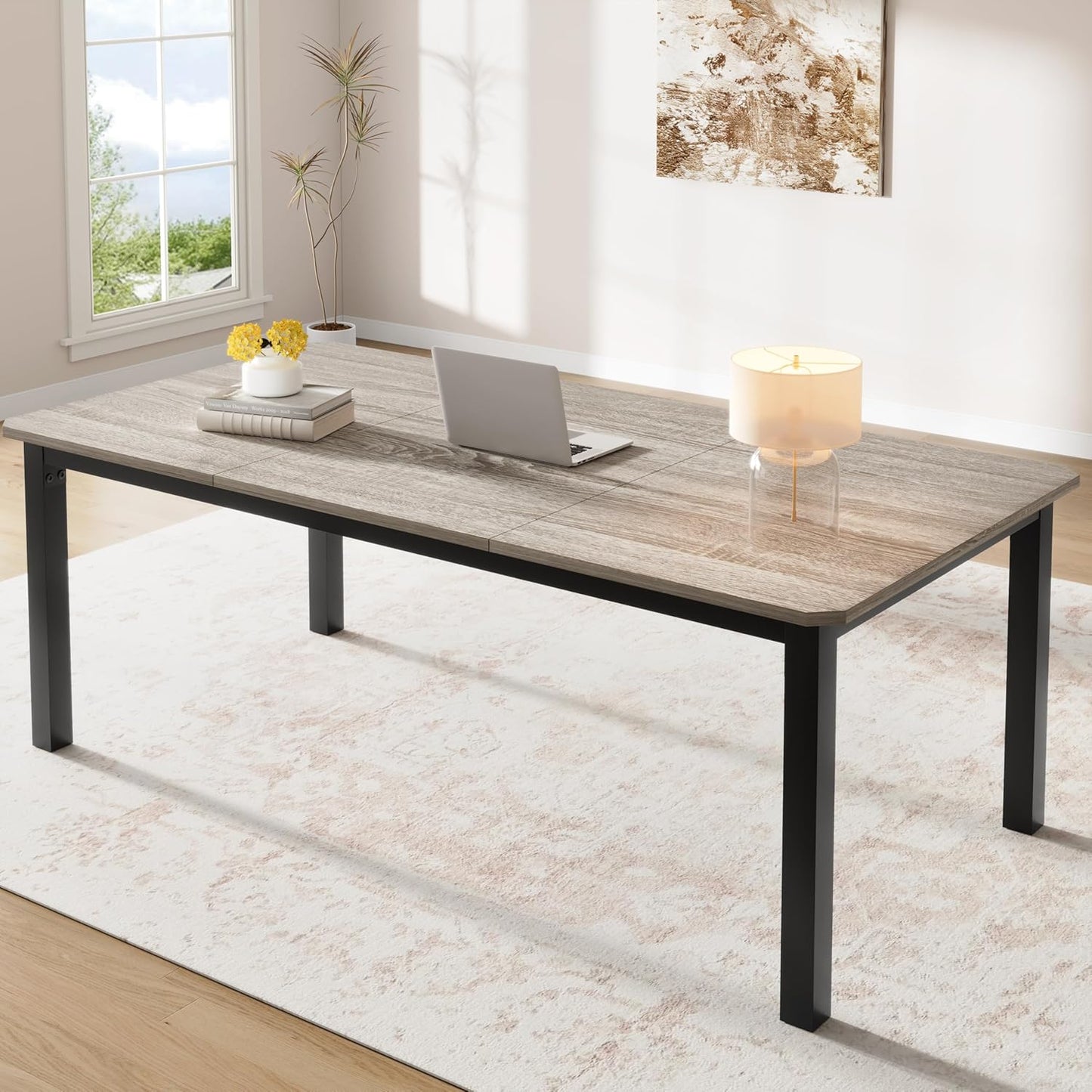 78.7 Inch Long Computer Desk, Large Industrial Office 2 Person Desk Workstation, Study Writing Wide Table,Modern Style Laptop Desk Tables for Home Office Bedrooms