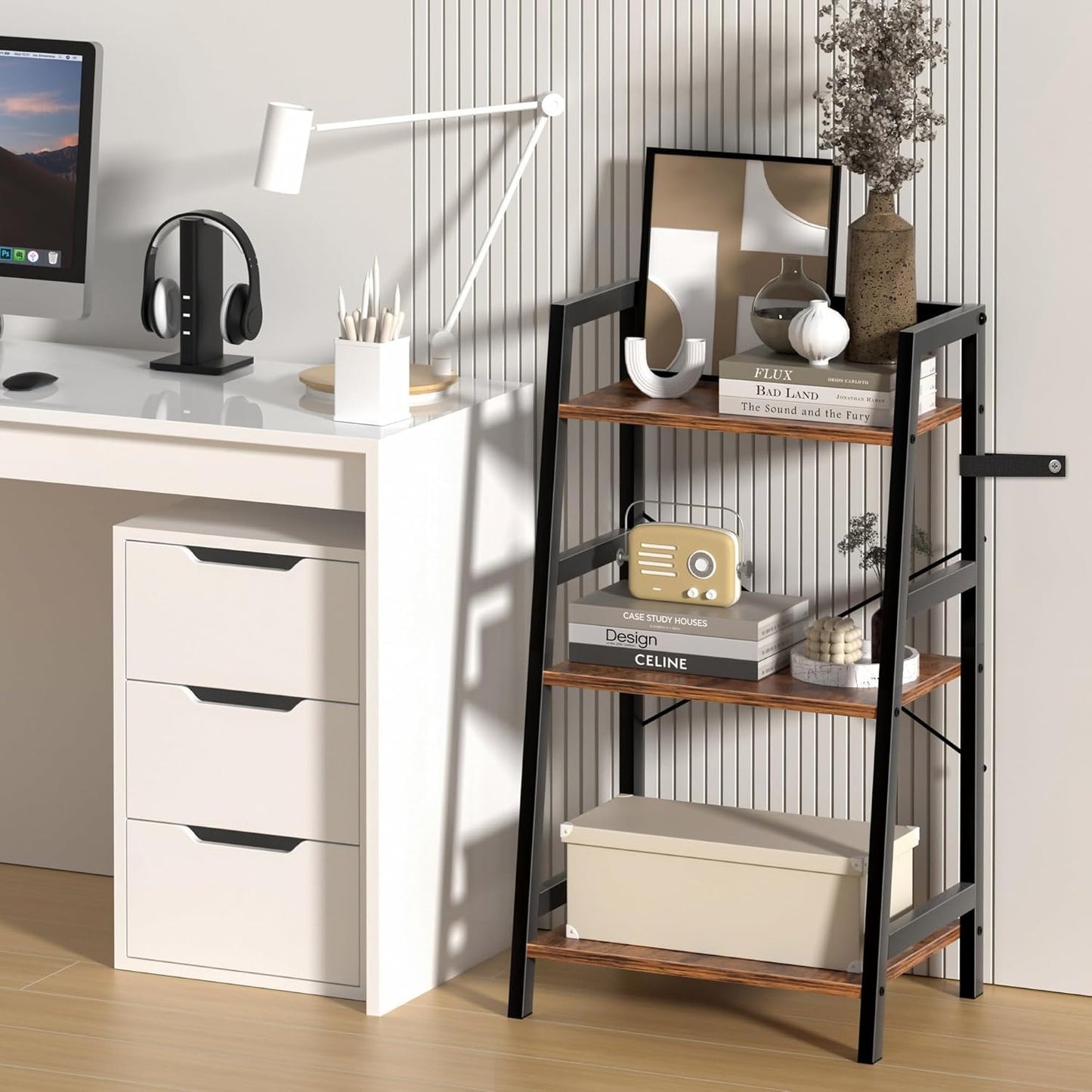 Bookshelf, Bookcase for Small Spaces, 3-Tier Shelf Bookcase, Short Shelf Storage Organizer for Living Room, Bedroom, Home Office, Kitchen, 11.8 "D x 16.5" W x 31.3 "H, Rustic Brown