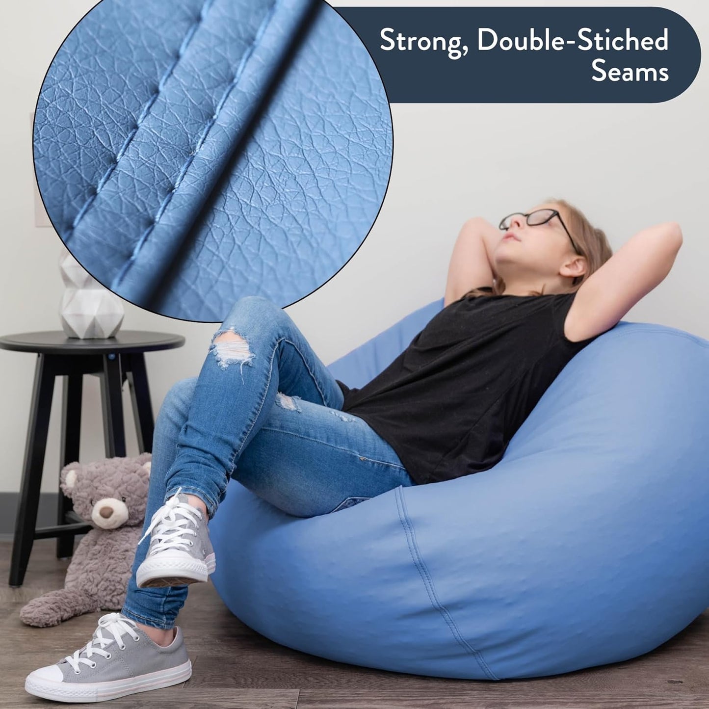 Children's Factory 35" Kids Bean Bag Chairs, Flexible Seating Classroom Furniture, Beanbag Ideal for Boy/Girl Toddler Daycare or Playroom, Sky Blue