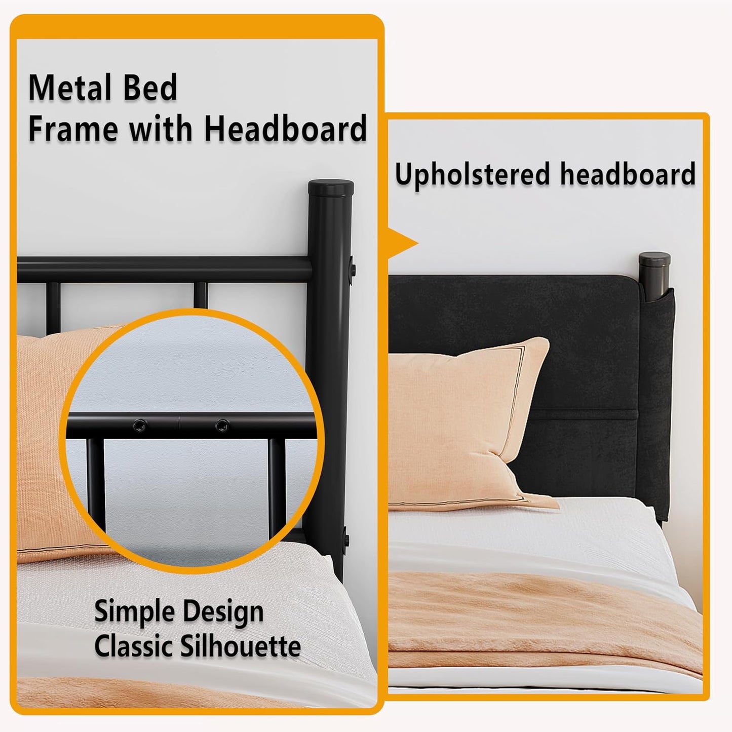 Metal Bed Frame,14Inch Queen Size Bed Frame with Storage Space,Heavy Duty Sturdy Mattress Foundation,Easy Assembly,No Box Spring Needed,Queen