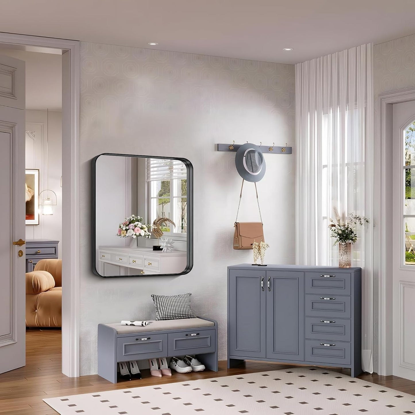 FORBATH 30x36 Inch Bathroom Mirror, Brushed Black Deep Frame Wall Mirror with Rounded Corners, Anti-Rust Tempered Glass for Modern Farmhouse Vanity (Horizontal/Vertical)