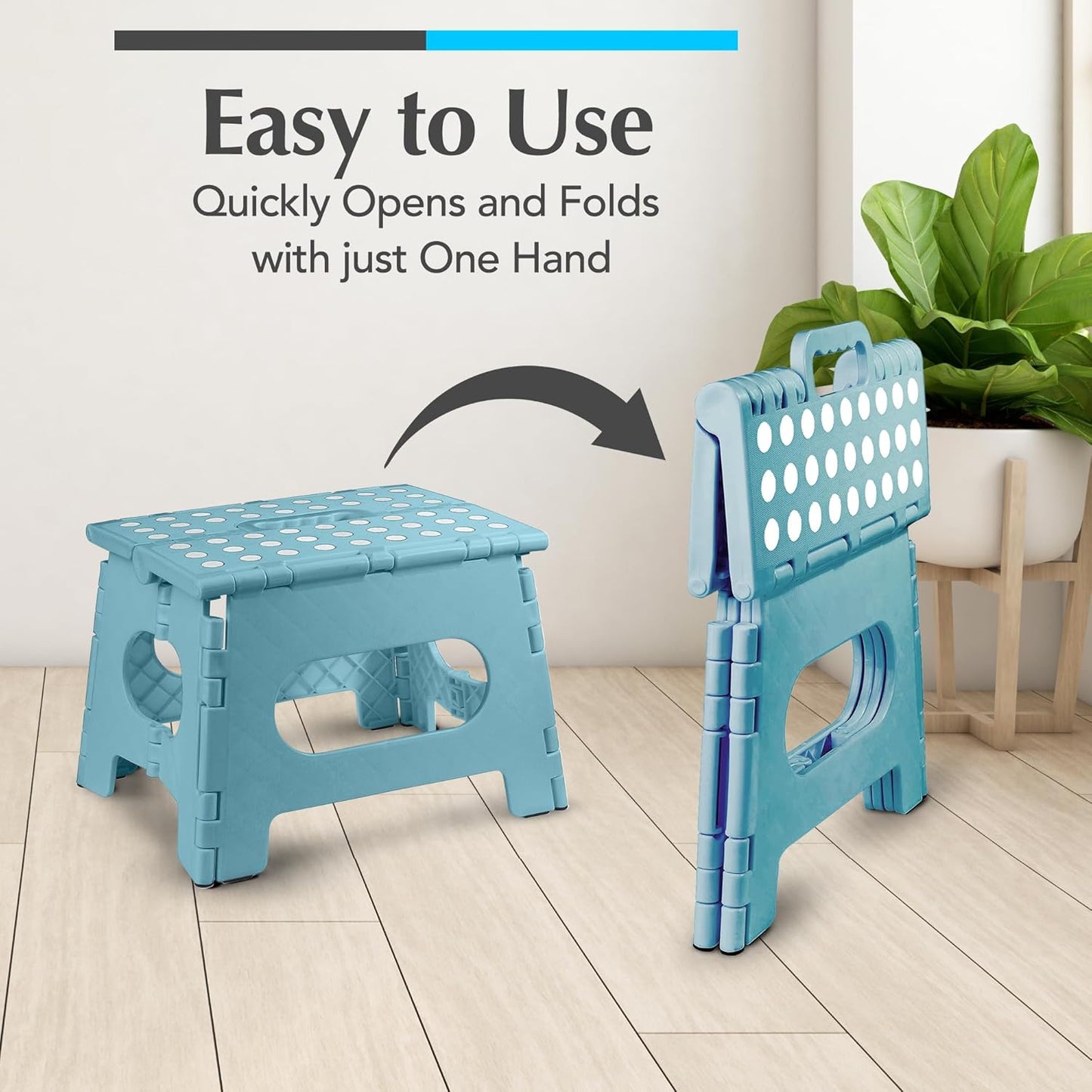 Handy Laundry Folding Lightweight Step Stool - Sturdy Enough to Support Adults and Safe Enough for Kids - Opens Easy with One Flip - Great for Kitchen, Bathroom or Bedroom (Teal | 2-Pack)