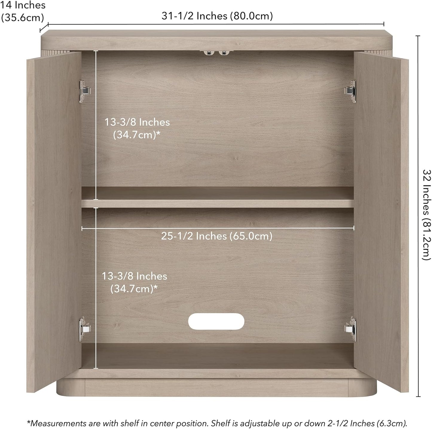 Henn&Hart 32" Wide Rectangular Accent Cabinet in Beech White, for Home, Living Room, Bedroom, Entertainment Room, Office