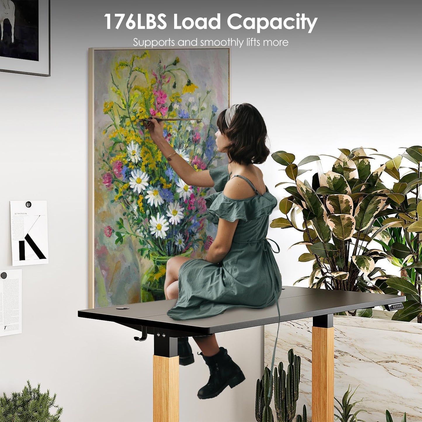 Monomi Electric Standing Desk, 55x24 Inches Height Adjustable Sit Stand up Desk, Large Ergonomic Home Office Desk with Memory Preset Controller,Black