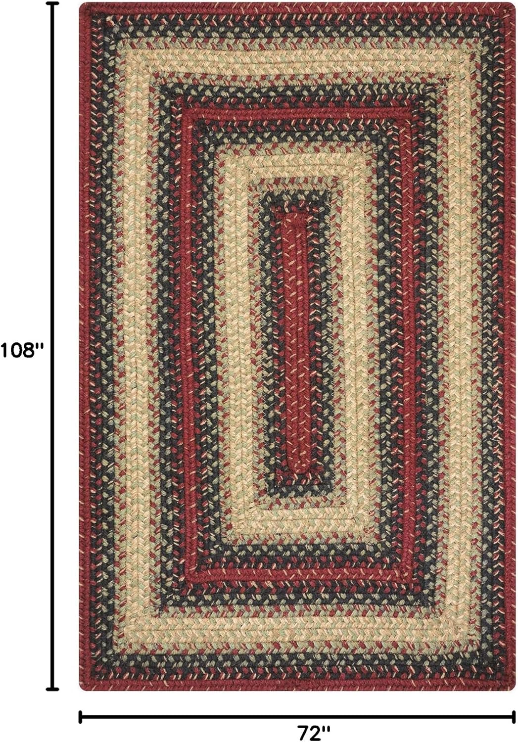 Highland Multicolor Jute Braided Area Rug, 6x9' Rectangle - Warm Country and Cabin Decor, Perfect for Living Rooms and Dining Rooms - Pet Friendly and Easy to Clean