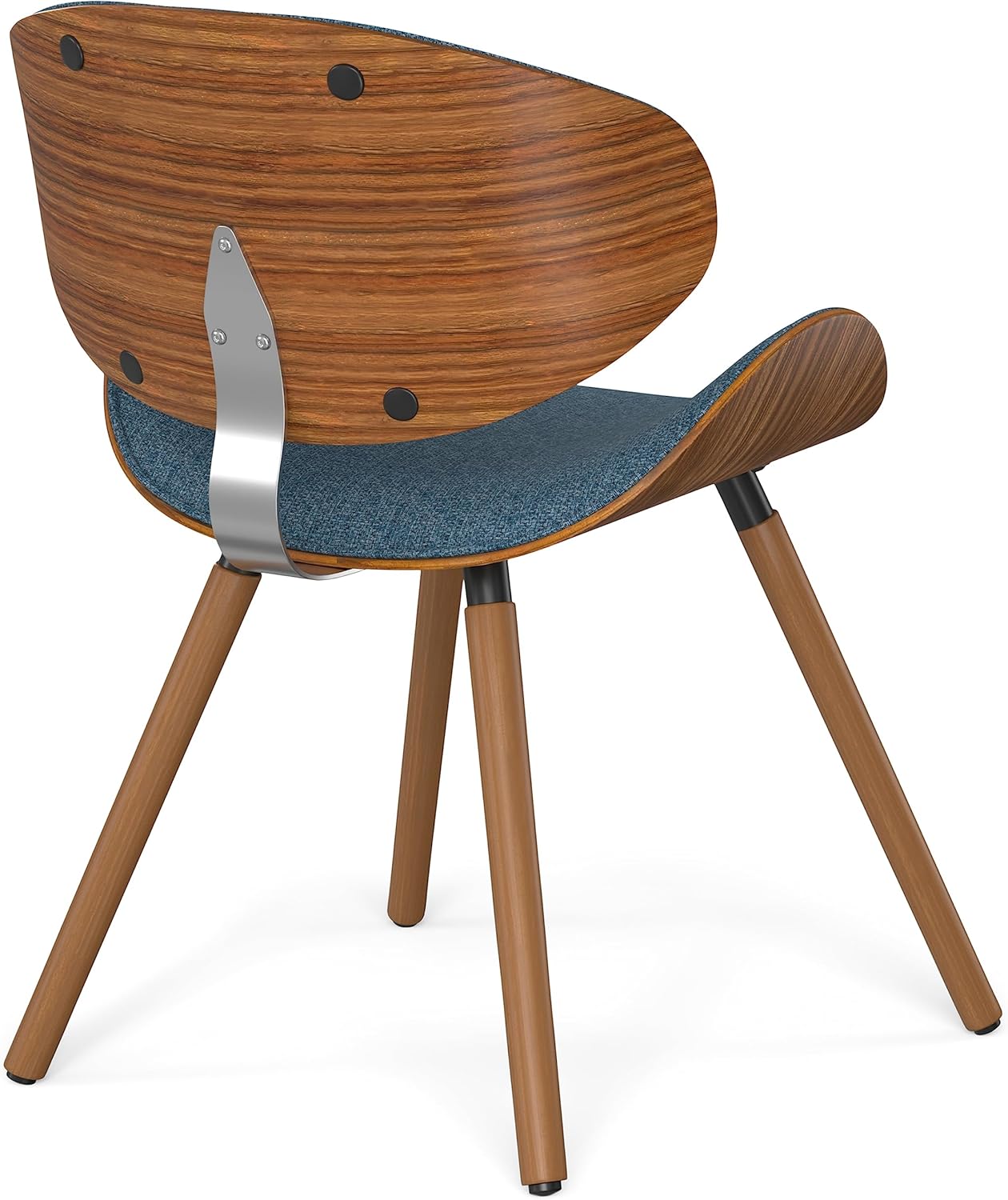 SIMPLIHOME Marana Dining Chairs - Upholstered Bentwood Back and Linen-Style Fabric Kitchen Chair in Denim Blue, Mid-Century Modern Ergonomic Dining Room Seating with Contoured Seat and Beech Wood Legs