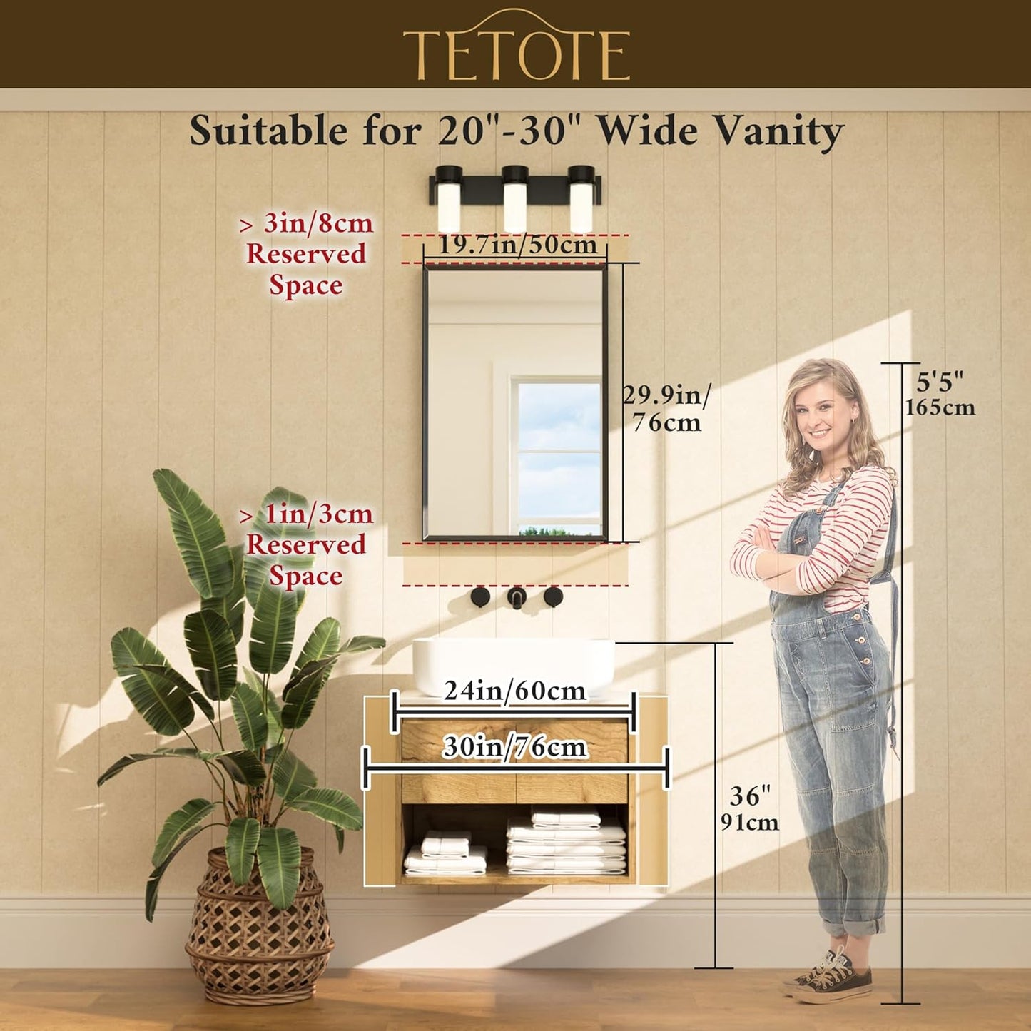 TETOTE Brushed Nickel Mirror 20" x 30" Rectangle Beveled Frame Bathroom Vanity Mirror for Over Sink Brushed Nickel, Tempered Glass, Stronger Frame, Modern Farmhouse Bedroom, Entryway