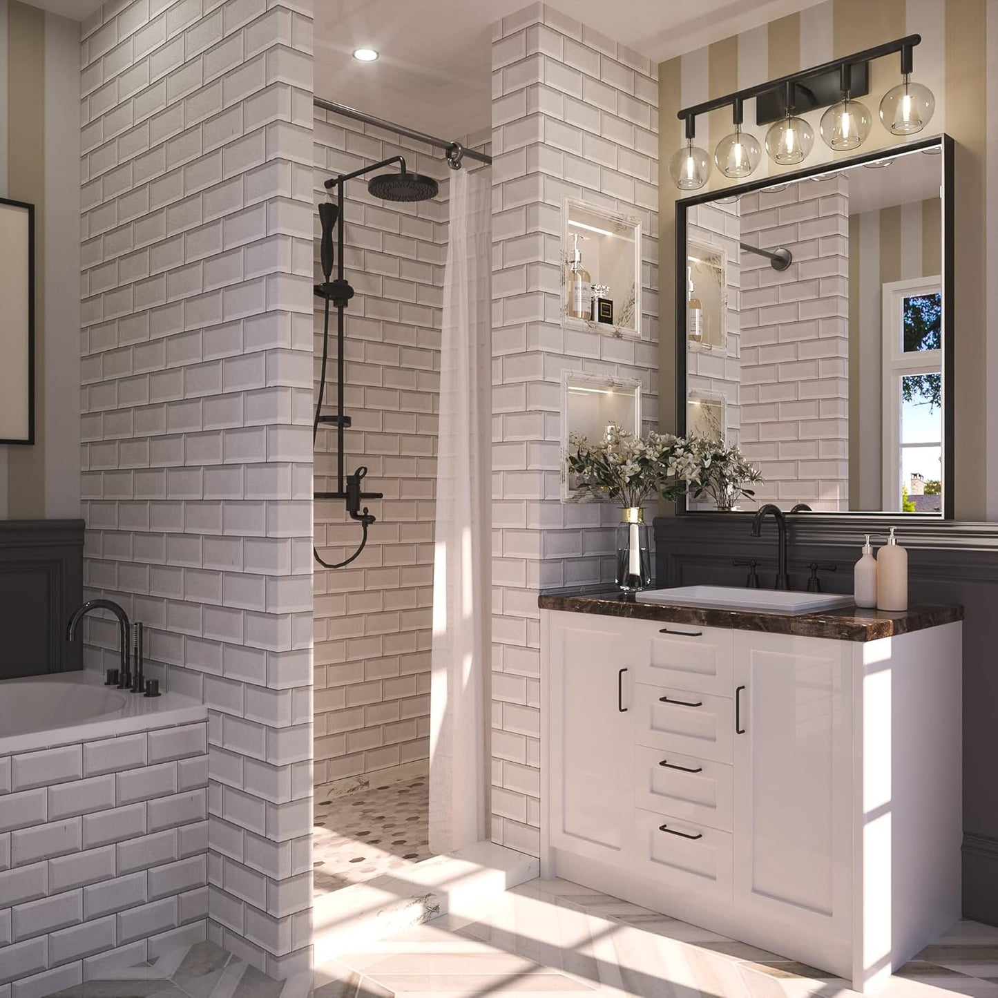 Keonjinn Black Bathroom Mirror 30 x 36 Inch, Metal Frame Black Mirror for Bathroom Sink, Rectangular Square Corner, Modern Farmhouse, Rectangle Vanity Mirror for Wall(Horizontal/Vertical)