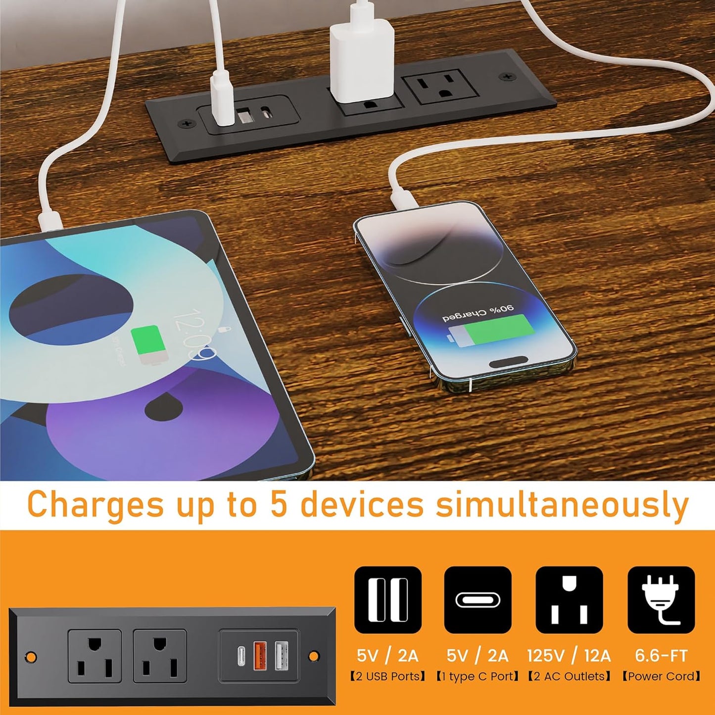 Dresser for Bedroom, Led Dresser TV Stand with Power Outlets and LED Lights, Long Fabric Dressers Wide Chest of Drawers with Large Organizer for Living Room, Entryway, Hallway,Rustic Brown