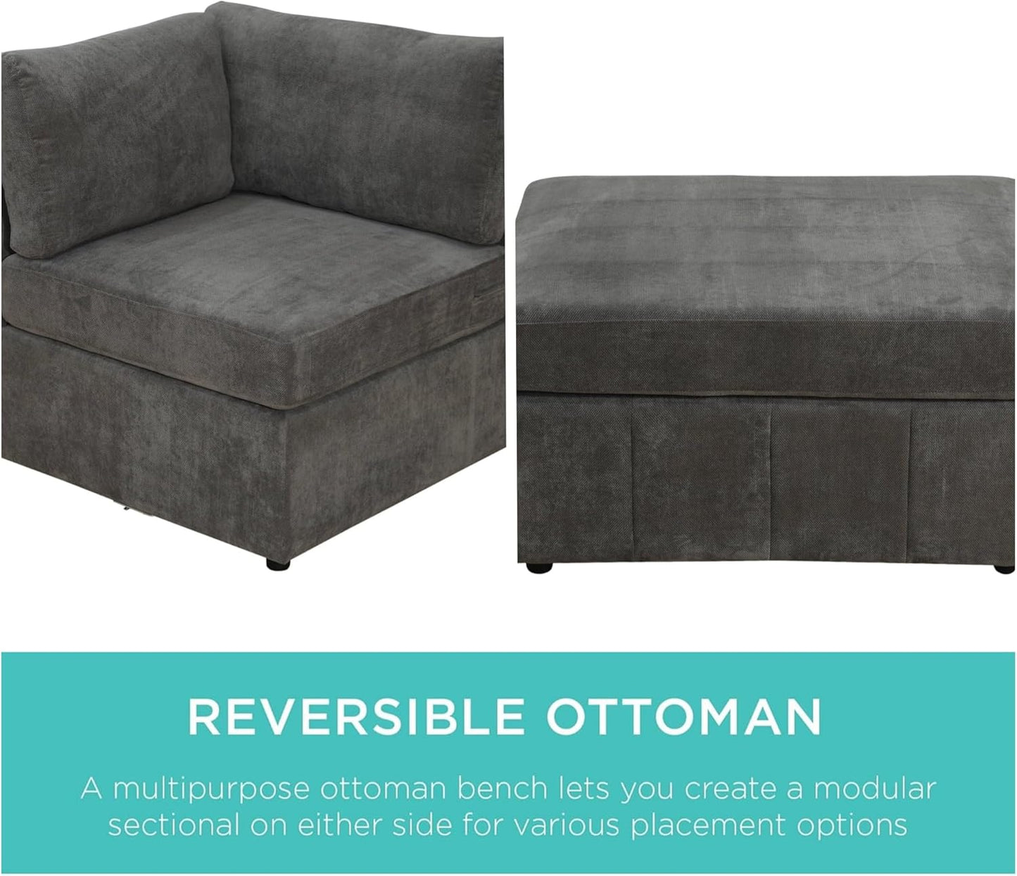 Sectional Couches for Living Room, L Shaped Modular Sectional Sofa with Ottoman, Modern Large U Shaped Couch for Bedroom, Brown