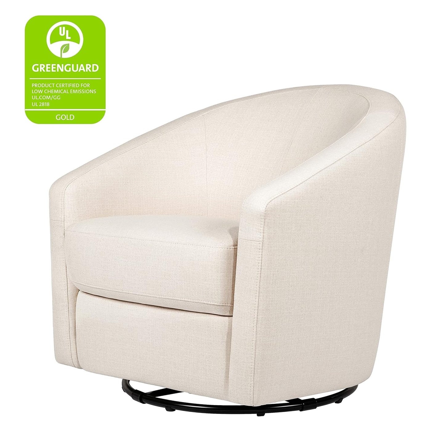babyletto Madison Swivel Glider in Performance Natural Eco-Twill, Water Repellent & Stain Resistant, Greenguard Gold and CertiPUR-US Certified