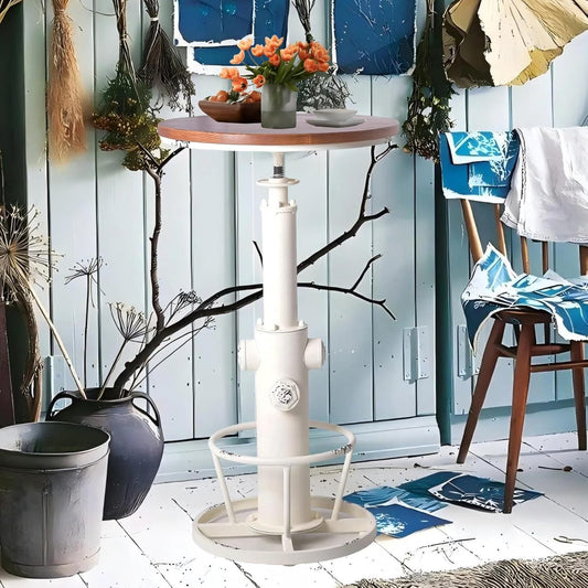 Topower Industrial Bar Table 38.58-48.43" Adjustable Pub Table Kitchen Dining Coffee Bistro Table Antique White