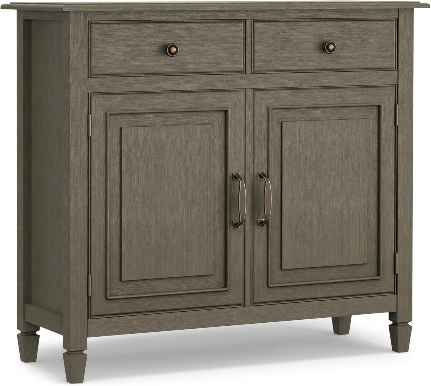 SIMPLIHOME Connaught 40-inch Wide Solid Wood Storage Cabinet in Farmhouse Grey for Entryway, Living Room, Organizer for Hats, Gloves, Shoes, Keys, Slim Design, Traditional Style