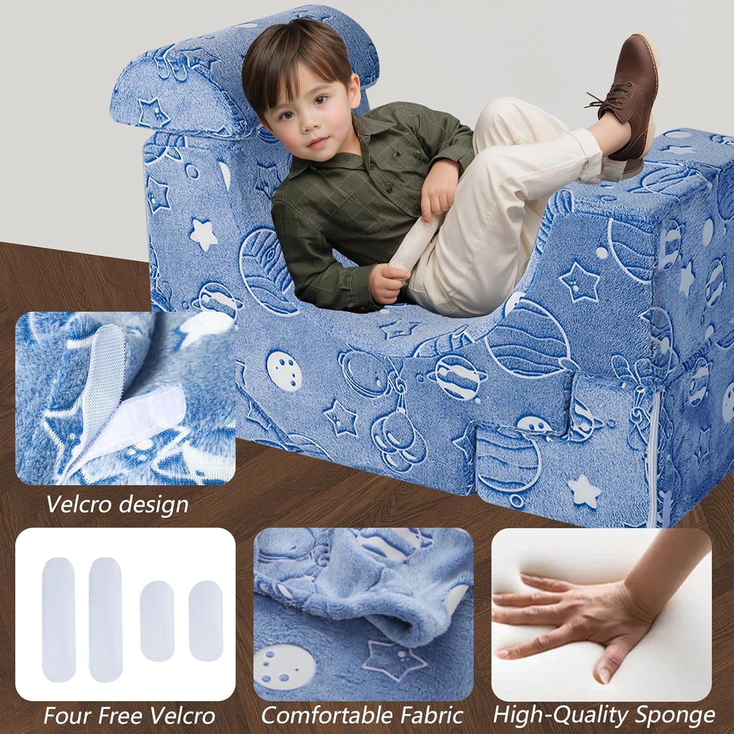 MeMoreCool Foam Climbing Toddler Couch, Modular Kids Sofa with Slide & Stair, Convertible Baby Couch for Playroom, Sectional Furniture for Crawling, Climbing, and Kids’ Play