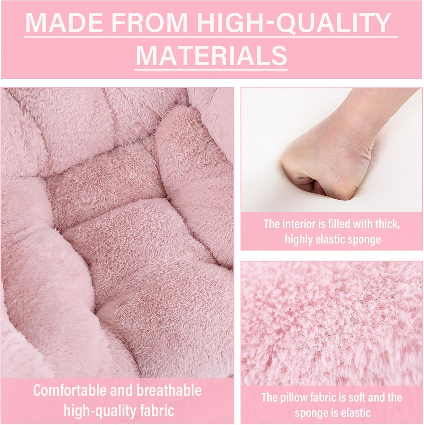 Lazy Chair with Ottoman, Comfy Reading Lounge Chair with Footstool & Throw Pillow Modern with Armrests & Side Pocket for Living Room, Bedroom, Dorm Room, Plush Pink