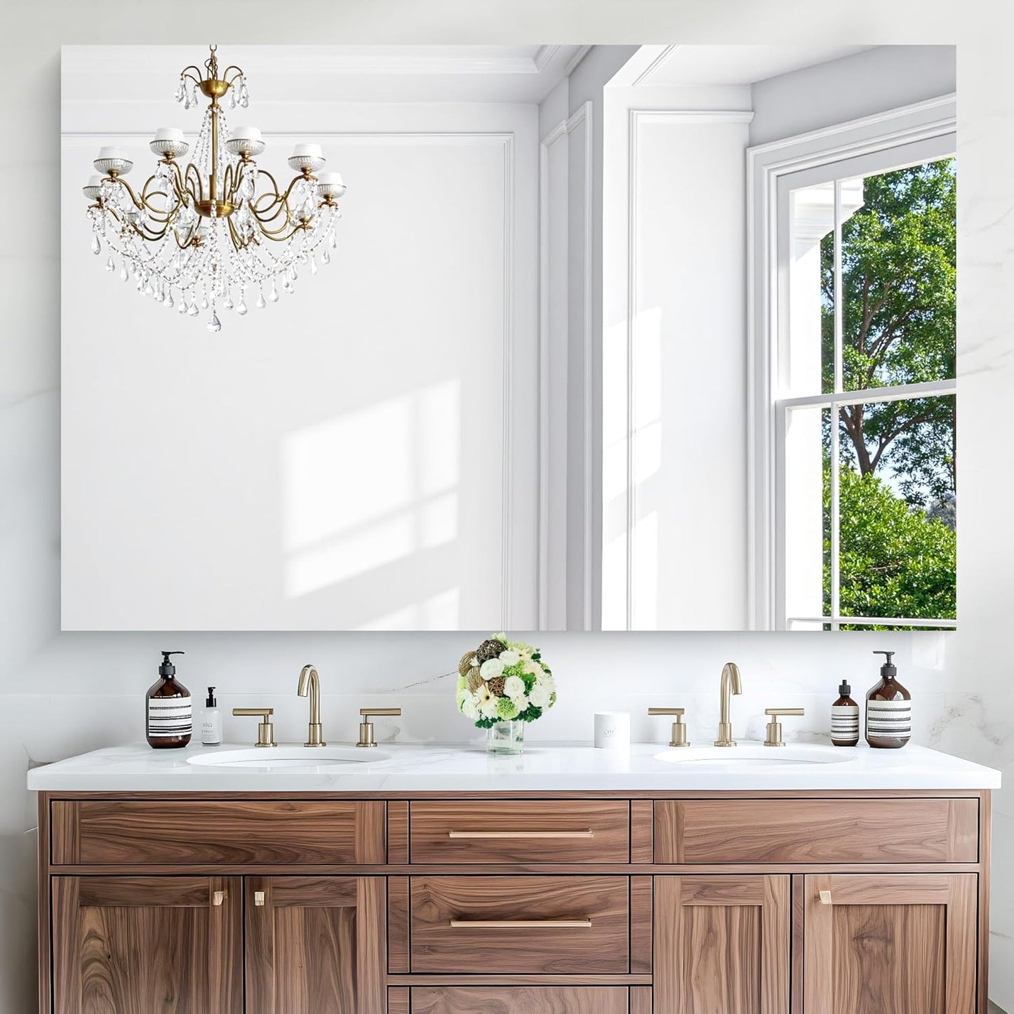 KOCUUY Large Frameless Mirror,55x36 Inch Rectangle Bathroom Vanity Mirror for Over Sink, Upgraded Shatterproof Unframed Design for Bedroom, Living Room, Entryway