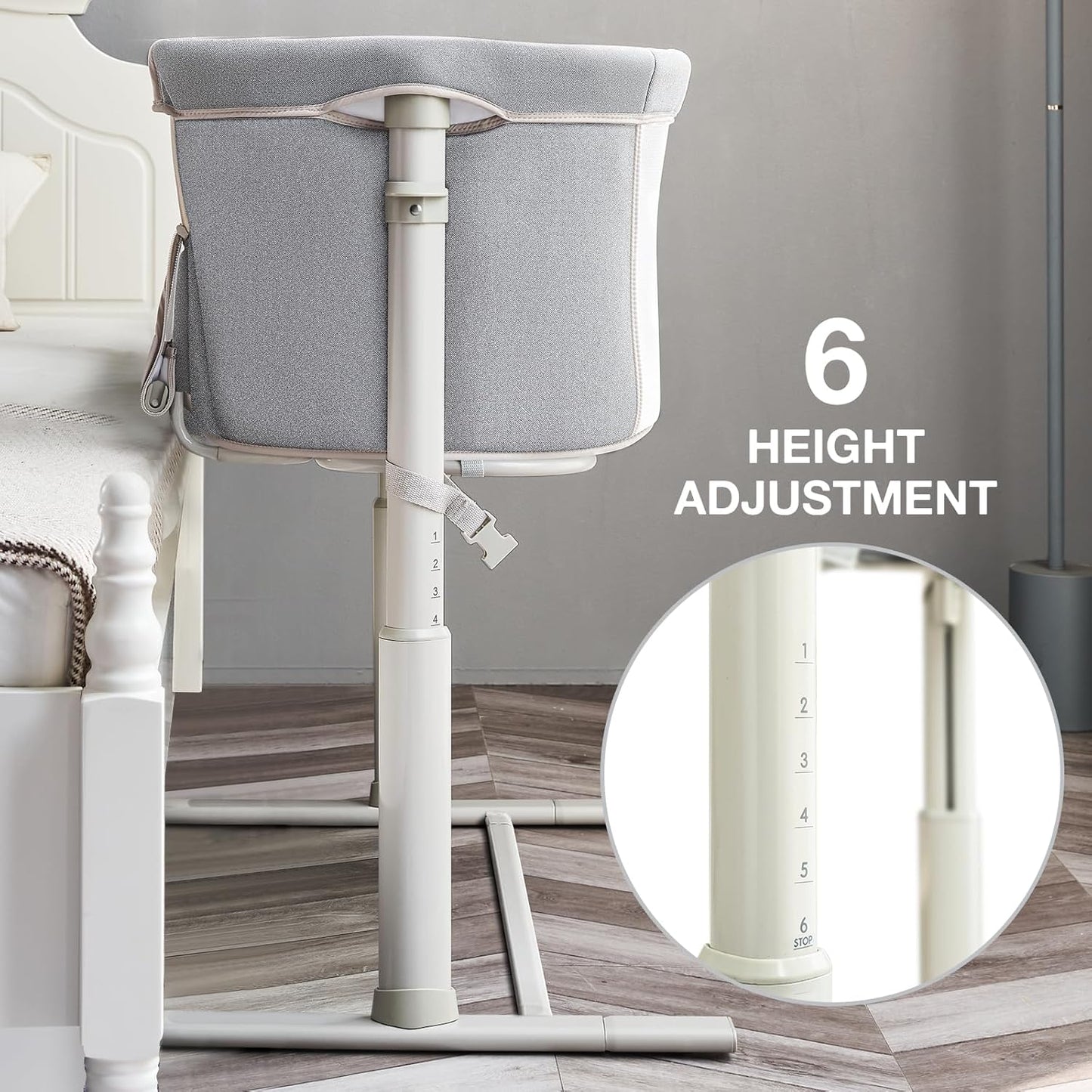 RONBEI Baby Bassinet Bedside Sleeper, Easy to Assemble Bassinets for Baby/Infants, Height Adjustable Bedside Bassinet for Newborn Baby