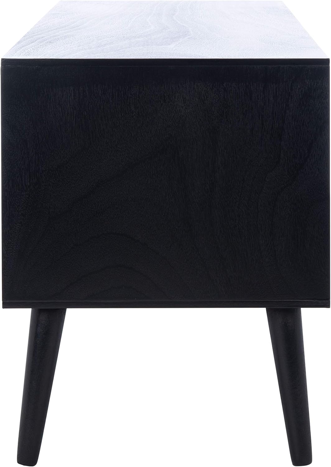 SAFAVIEH Sorrel TV Stand for up to 55" Flatscreen – Black, 2 Doors with Interior Storage, 2 Open Shelves, Entertainment Media Console (MED5701B)