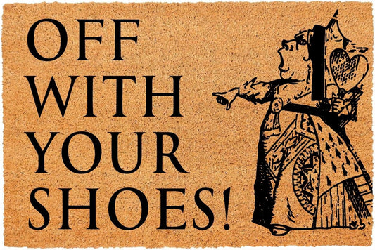 Funny Coir Doormat Off with Your Shoes Front Door Mat Entryway Outdoor Mats with Heavy Duty Front Porch Welcome Mats Entry Natural Coconut Brown Novelty Prank Gift Funny Coir Mat 23.7x15.7 inch