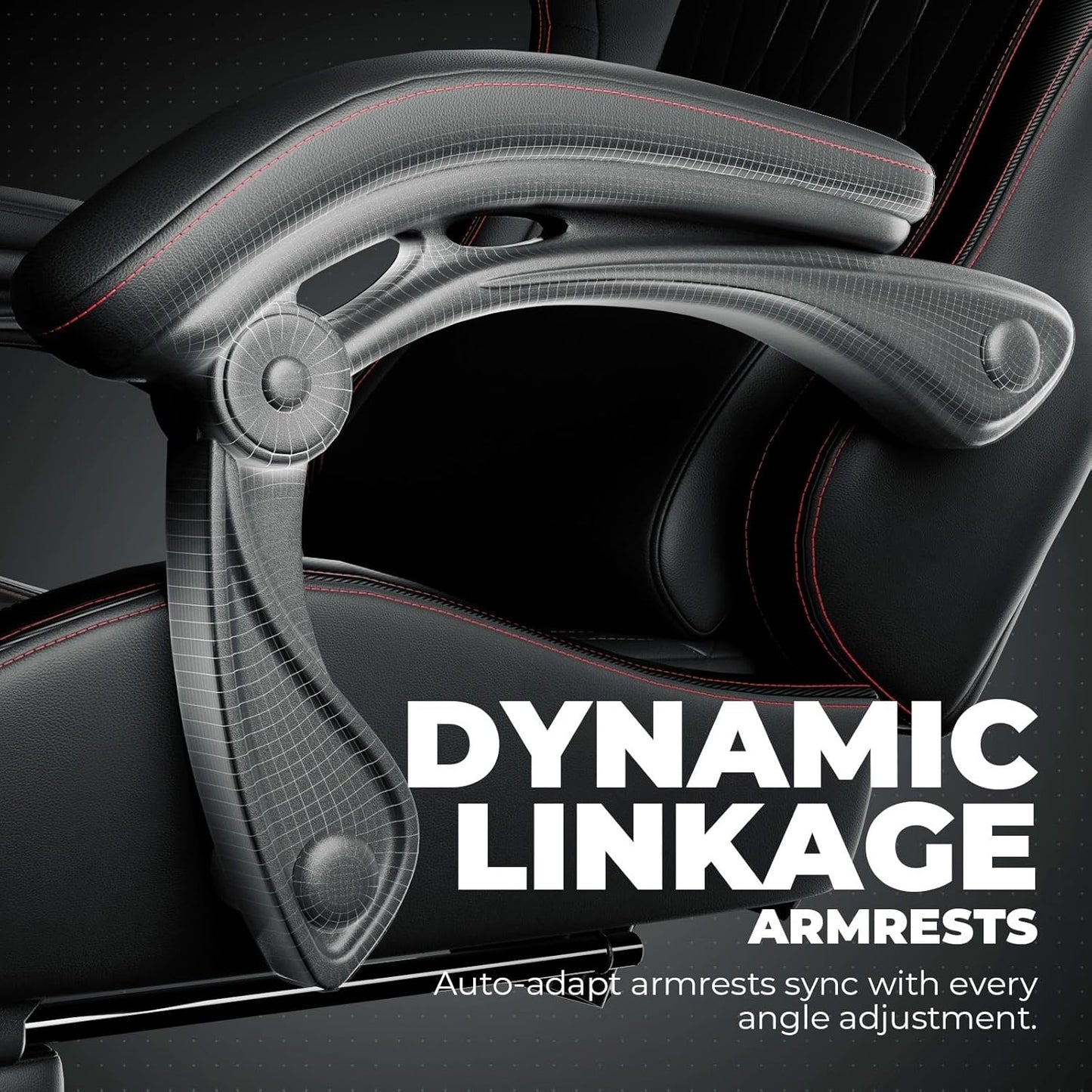 GTPLAYER ACE-PRO Music Gaming Chairs – Built-in Speakers, App Support & Bluetooth Control, Footrest & Pocket, Gamer Chair for Adults, Black & Red Stitch