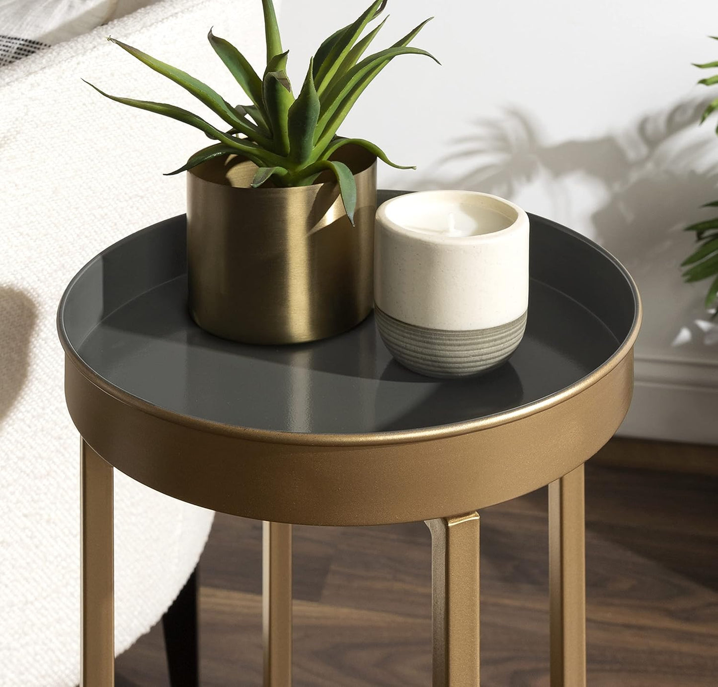 Kate and Laurel Celia Modern Side Table, Set of 2, Gray and Gold, Sophisticated End Tables for Storage and Display