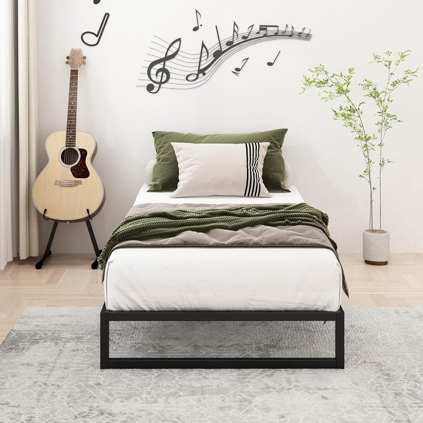 9 Inch Twin Bed Frames Heavy Duty Metal Twin Platform Bed Frame No Box Spring Needed, Noise Free, Easy Assembly, Black