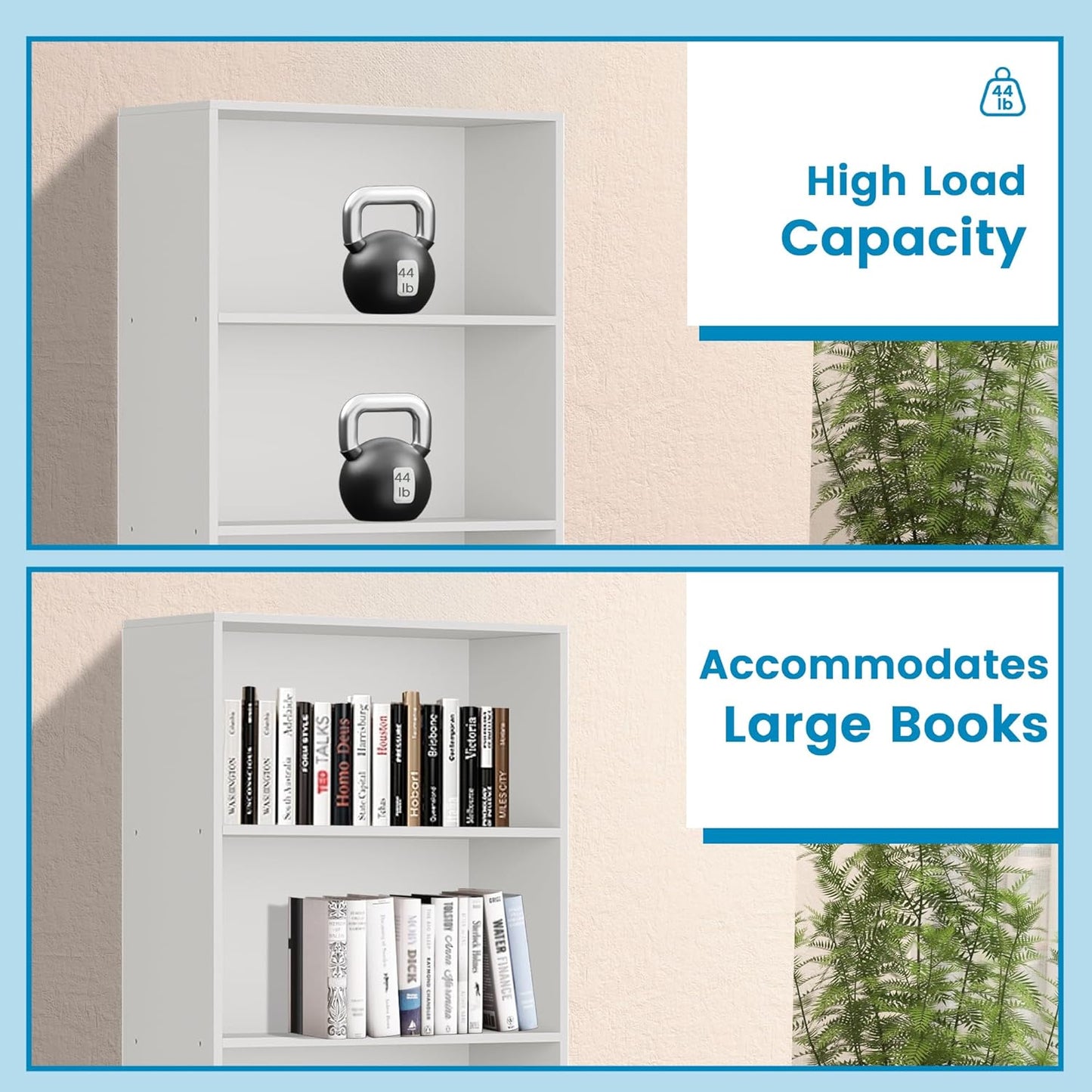 71" Tall Bookcase, 6-Tier Open Display Storage Shelves, Floor Standing Large Book Shelf for Living Room, Home Office, Bed Room, White