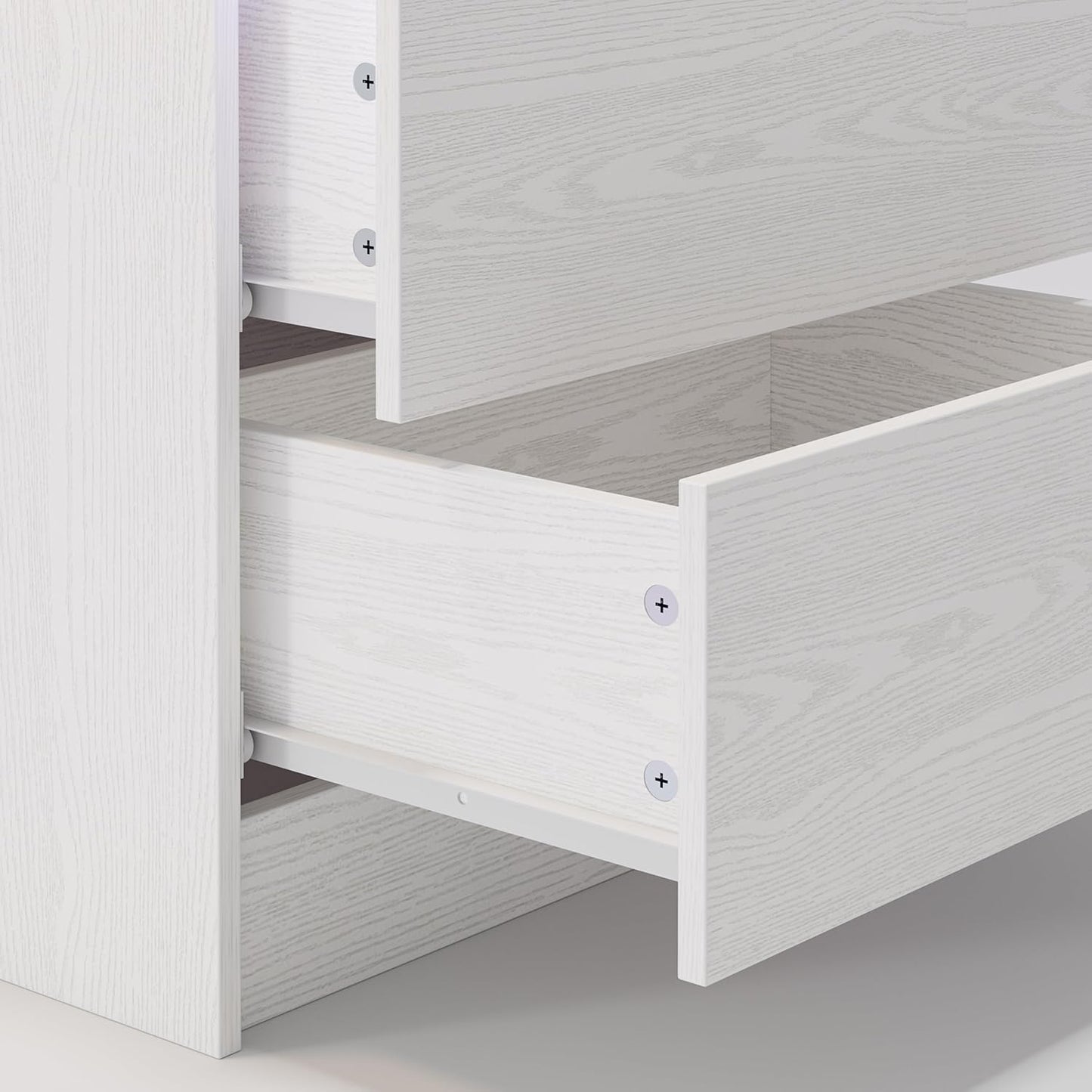 LIKIMIO Night Stand with Charging Station, Modern White Nightstand with LED Light and Drawers, Bedside Tables/End Table for Bedroom