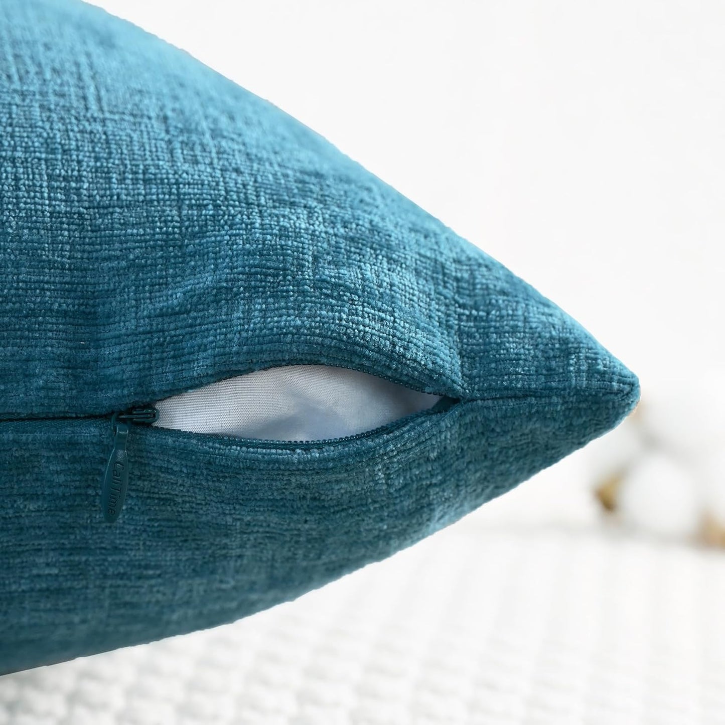 CaliTime Throw Pillow Covers Decorative 16 X 16 Inches Pack of 2 Cozy Chenille Cushion Cases for Couch Sofa Bed Living Room Home Ocean Blue