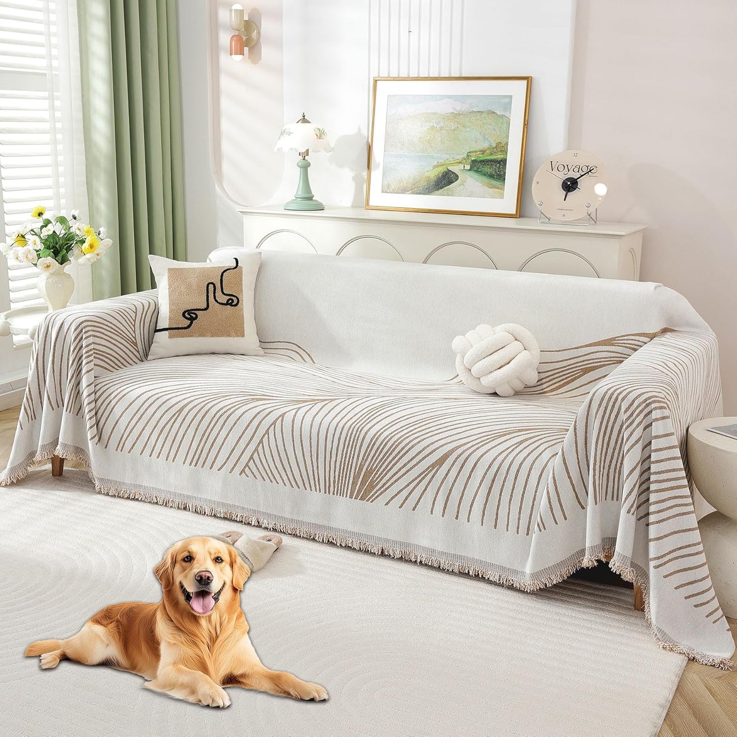 Non Slip Sofa Covers Couch Covers for 3 Cushion Couch Sofa Pet Friendly Washable Couch Covers for Sofa, Soft Thick Sectional Couch Covers L Shape Furniture Protector for Kids, Dogs 71" X134"