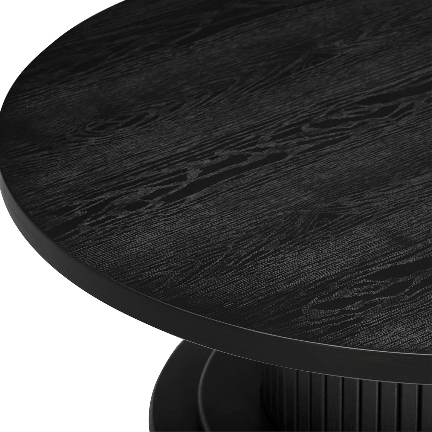 NTC 40 Inch Summit Modern Classic Tambour Wooden Round Coffee Table – Waterproof & Heat Resistant, Burnt Black