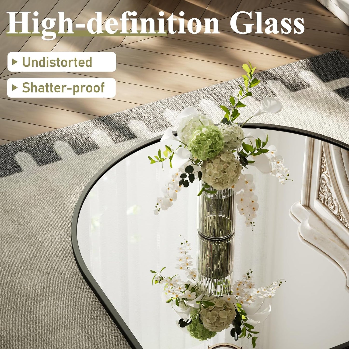 HARRITPURE 36"x48" Arched Bathroom Mirror - Black Wall Mounted Vanity Mirror Aluminum Alloy Frame Large Arch Wall Mirror for Living Room, Bedroom and Entryway