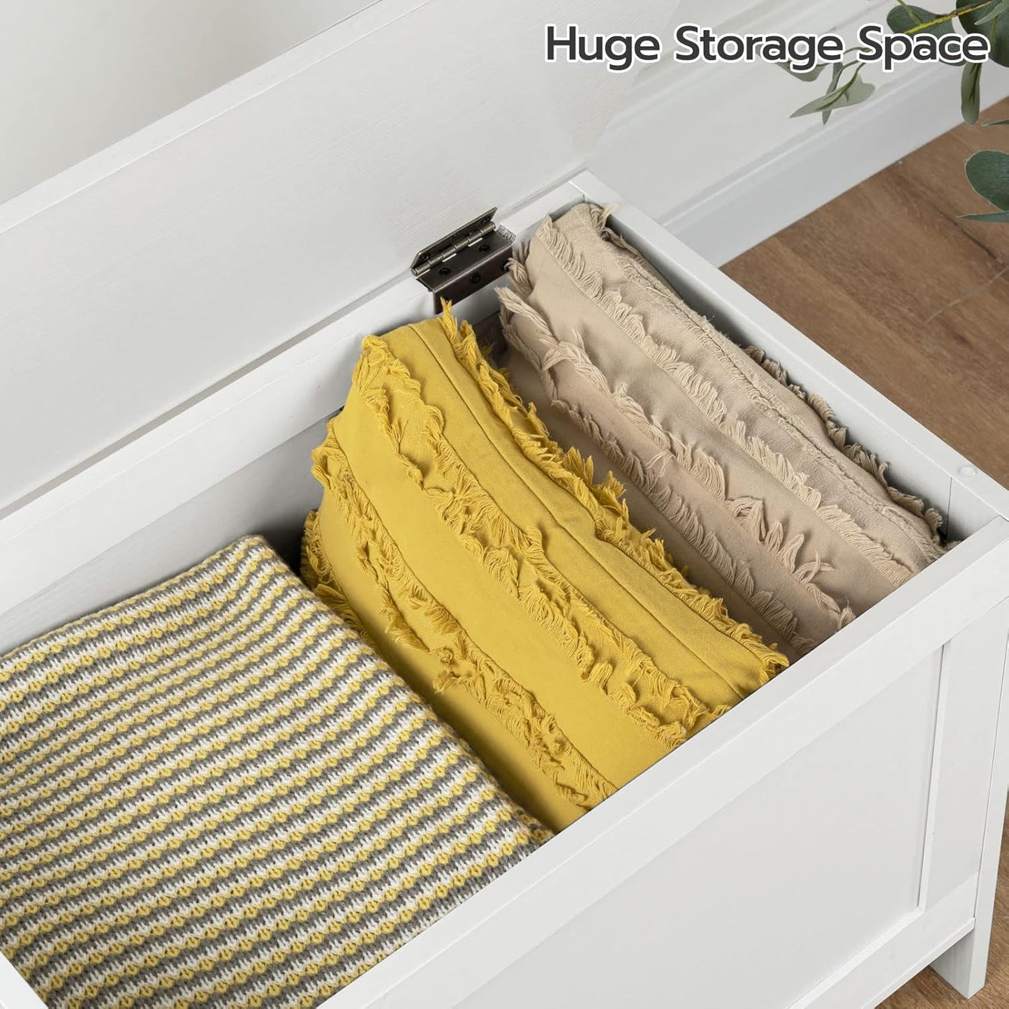 HOOBRO Toy Box, Retro Wooden Look Storage Chest with Safety Hinge, Entryway Storage Bench Supports 220 lb, 39.4 x 15.7 x 18.9 Inches Toy Chest Organizer, Easy Assembly (White)