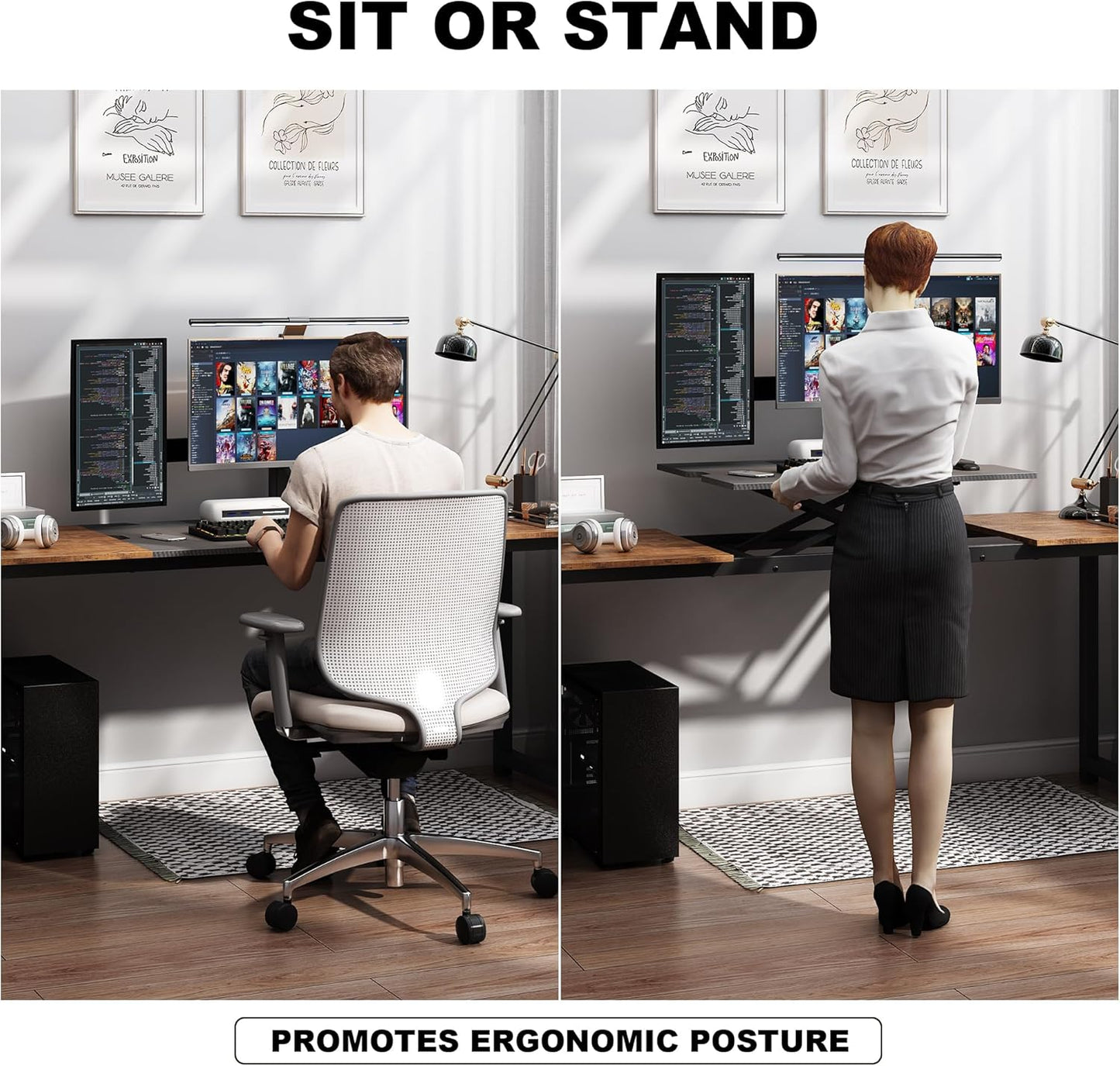 Decoholic Adjustable Height Standing Desk Whole Piece 71x23 Inch Desktop Home Office Computer Workstation Sit Stand up Desk(71inch)…