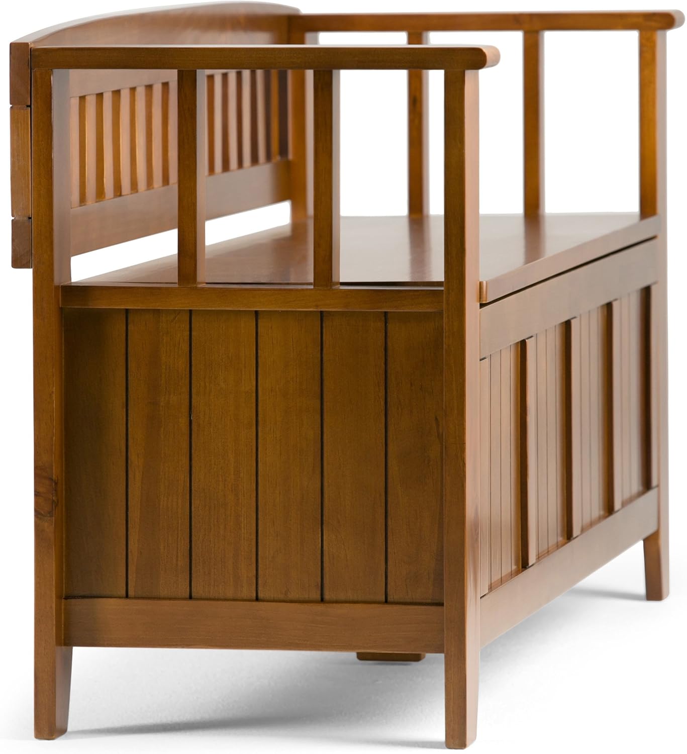 SIMPLIHOME Acadian Entryway Storage Bench - 48 inch Wide Solid Wood Hallway Seat in Light Avalon Brown, Transitional Bench for Entryway or Living Room with Lift-Up Lid and Spacious Storage