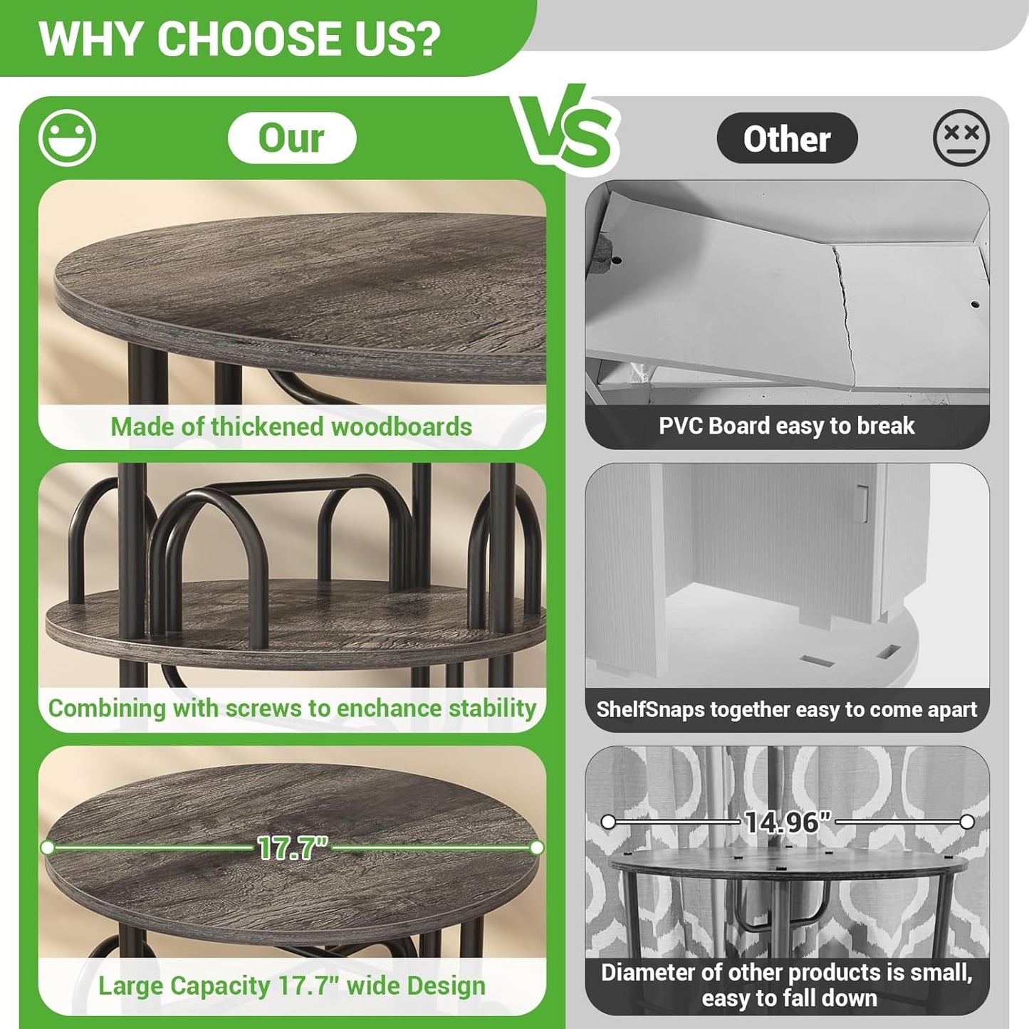 Aheaplus 5 Tier Rotating Bookshelf Tower, 360 Display Spinning Bookcase, Revolving Round Book Shelf Narrow Swivel Bookshelf, Vertical Turning Corner Book Organizer for Small Space, Black Oak