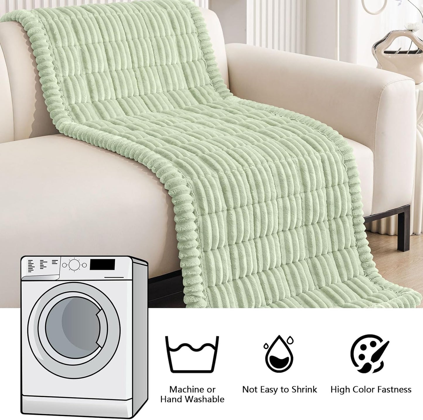 Smiry Couch Cover for Dogs Washable, Non Slip Fuzzy Pet Couch Covers for 3 Cushion Sofa Pet Friendly, Thick Soft Sofa Slipcovers Cushion Protector (Green, 27.6" x 59")