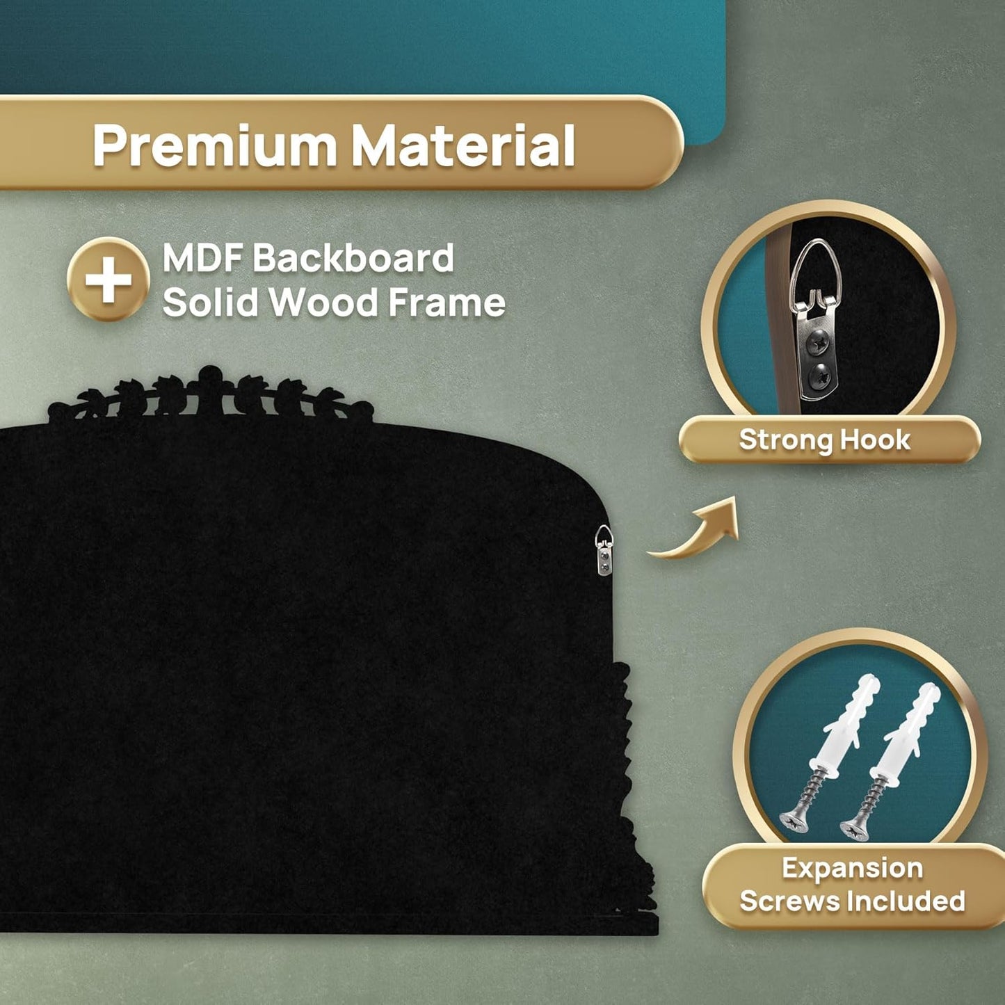 36"x23" Vintage Baroque Arched Wall Mirror, Ornate Antique Brass Wood Frame Decorative Mirror, Large Victorian Style Bathroom Mirror for Living Room, Fireplace, Entryway & Hallway