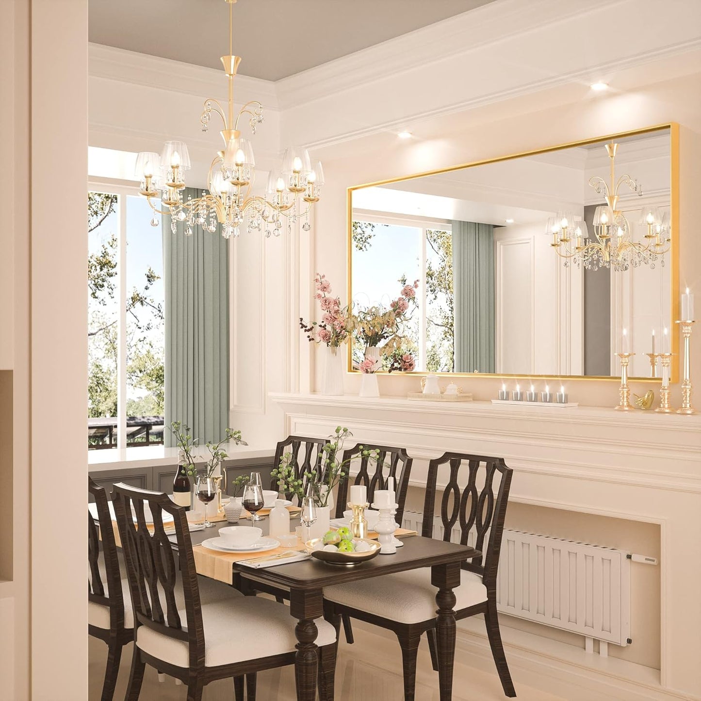 Keonjinn Large Gold Bathroom Mirror 72" x 36", Brushed Gold Rectangular Mirror for Wall, Oversized Metal Framed Mirror, Square Corner, Modern Farmhouse Decorative(Horizontal/Vertical)