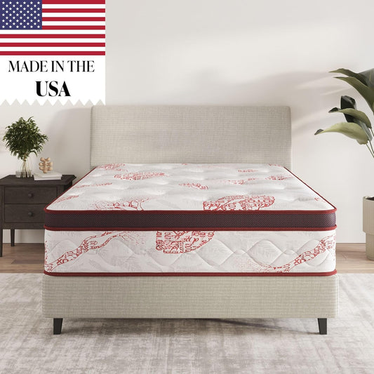 Ottomanson Full 13" Luxury I Eurotop Mattress, Medium-Firm Memory Foam Comfort - Made in USA - Premium Quilted Cover Mattress - Fiberglass-Free - Bed in a Box