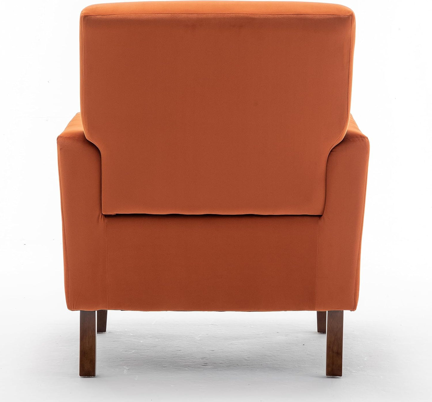 Container Furniture Direct Contemporary Accent Arm Chair with Birch Wood Frame and Velvet Upholstery, Armchair for Office and Living Room Decor, Removable Cushions, Orange